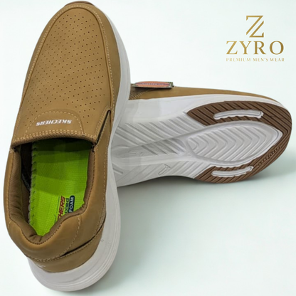 ZYRO Men's Perforated Tan Slip-On Comfort Sneakers