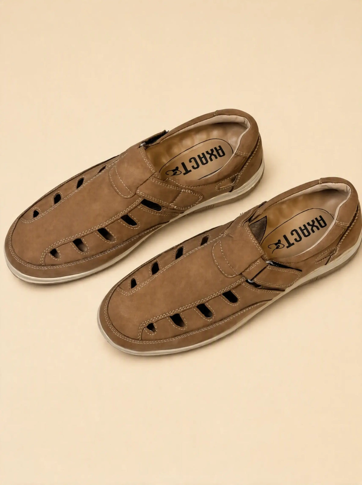 Velcaro Camel Closed Back Sandals