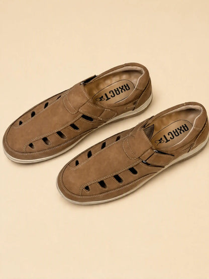 Velcaro Camel Closed Back Sandals