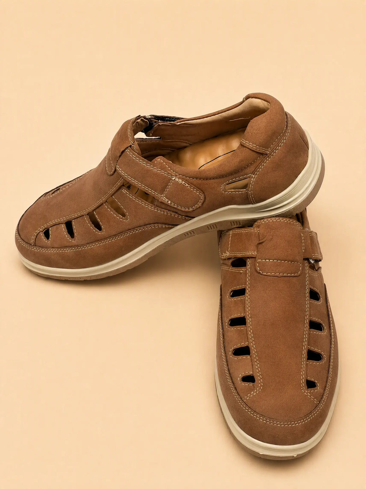 Velcaro Camel Closed Back Sandals