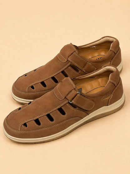 Velcaro Camel Closed Back Sandals