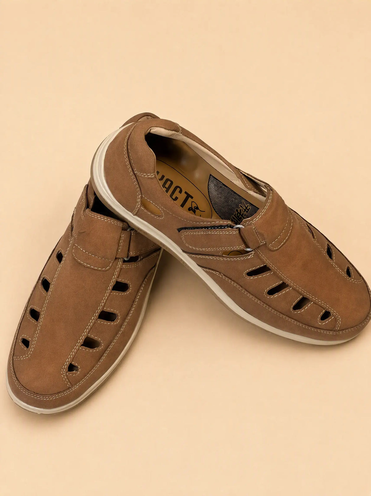 Velcaro Camel Closed Back Sandals
