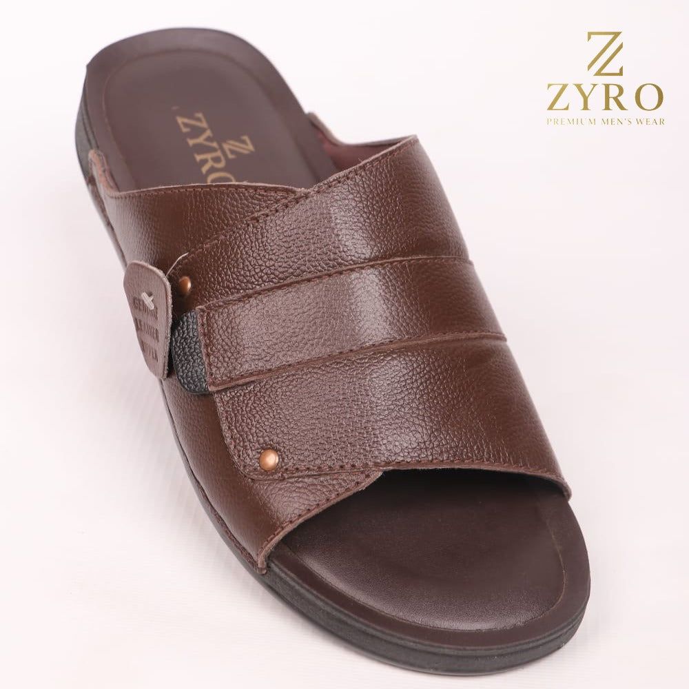 ZYRO Premium Leather Slippers – Cow Leather Upper with Soft PU Medicated Sole
