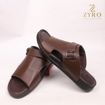 ZYRO Premium Cow Leather Slippers – Soft Medicated PU Sole Comfortable Sandals for Men