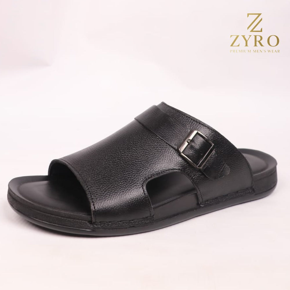ZYRO Premium Cow Leather Slippers – Soft Medicated PU Sole Comfortable Sandals for Men