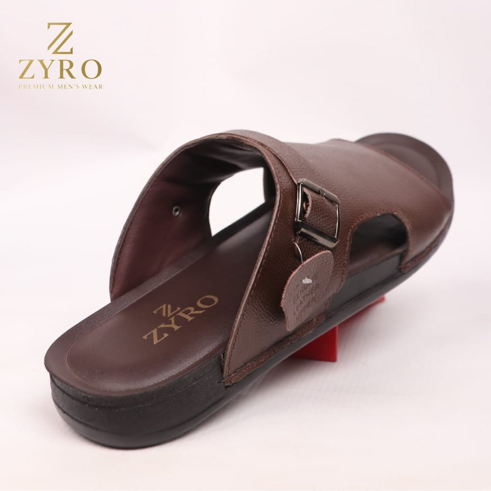 ZYRO Premium Cow Leather Slippers – Soft Medicated PU Sole Comfortable Sandals for Men