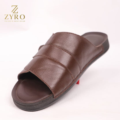 ZYRO Premium Leather Slippers – Cow Leather Upper with Soft PU Medicated Sole