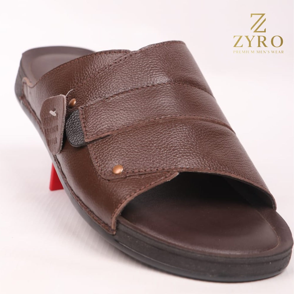 ZYRO Premium Leather Slippers – Cow Leather Upper with Soft PU Medicated Sole