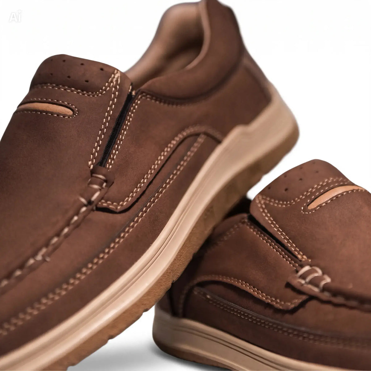 Brown Slip-On Loafers Premium Suede  · Medicated Insole