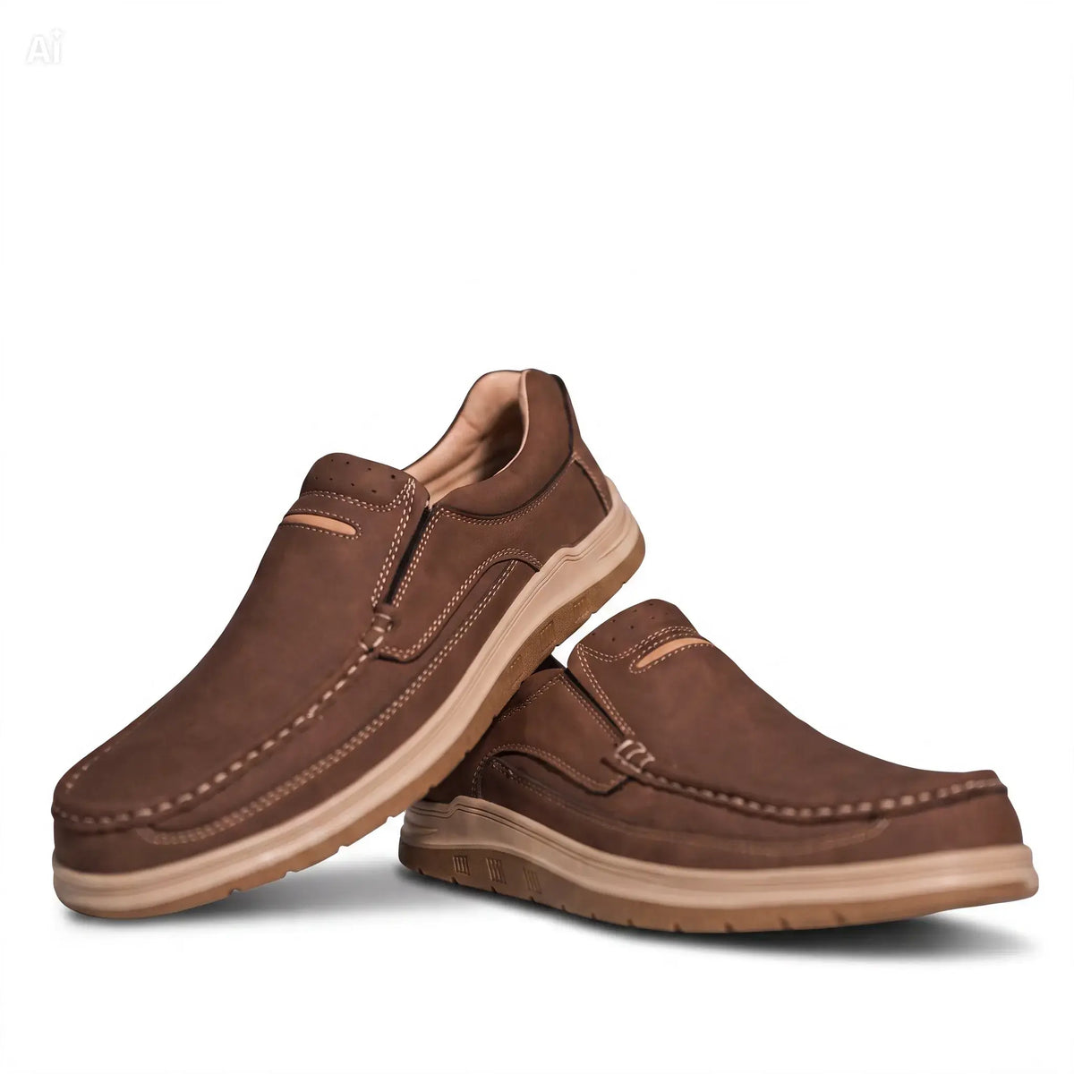 Brown Slip-On Loafers Premium Suede  · Medicated Insole