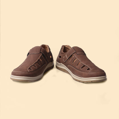 Velcro Brown Closed Back Loafers