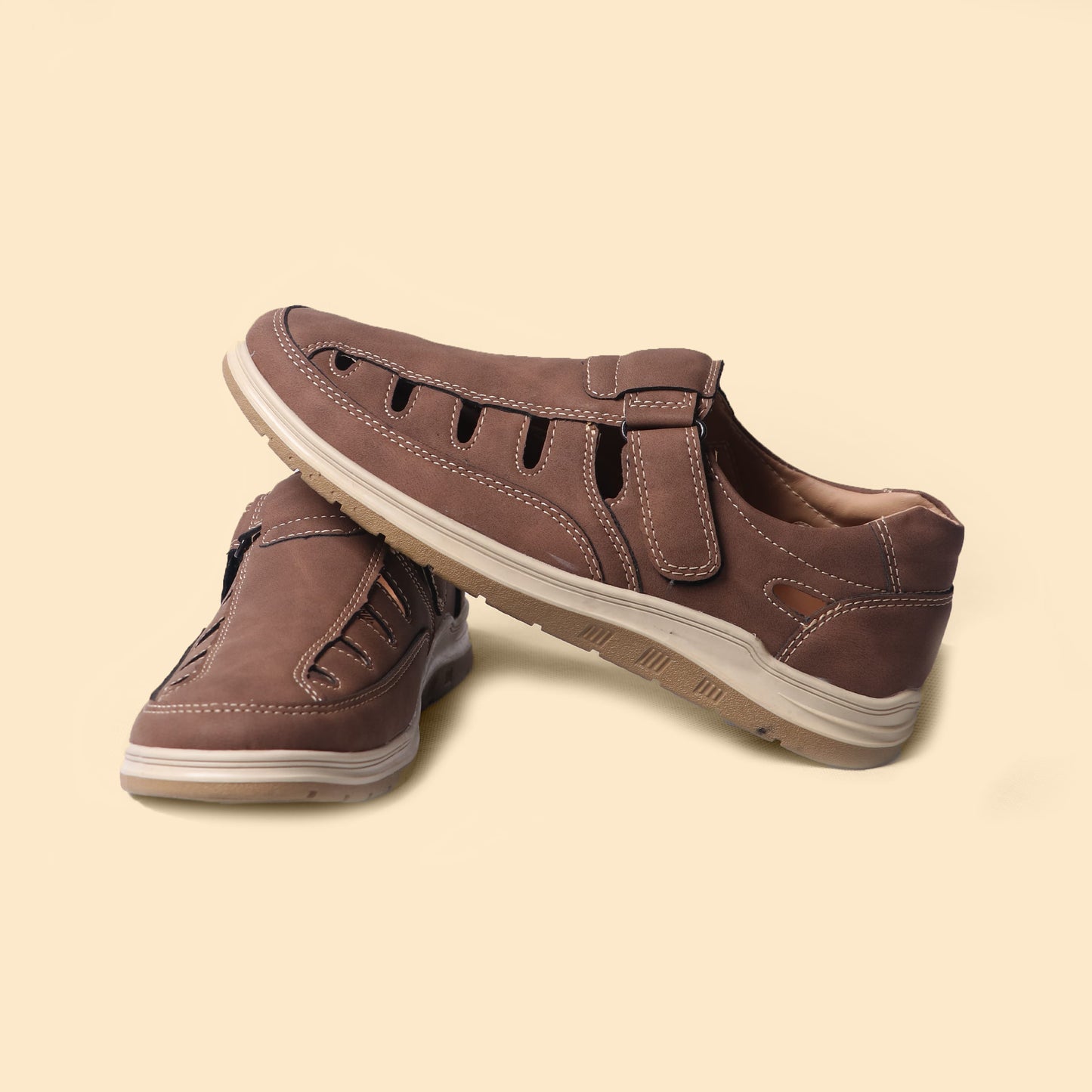 Velcro Brown Closed Back Loafers