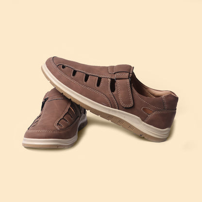 Velcro Brown Closed Back Loafers