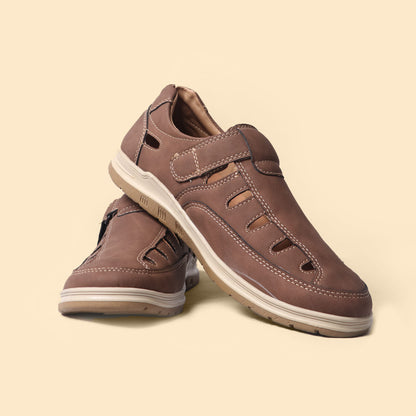 Velcro Brown Closed Back Loafers