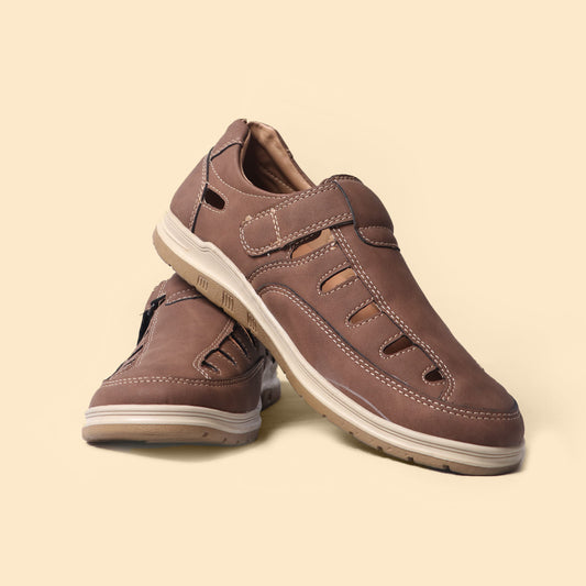 Velcro Brown Closed Back Loafers