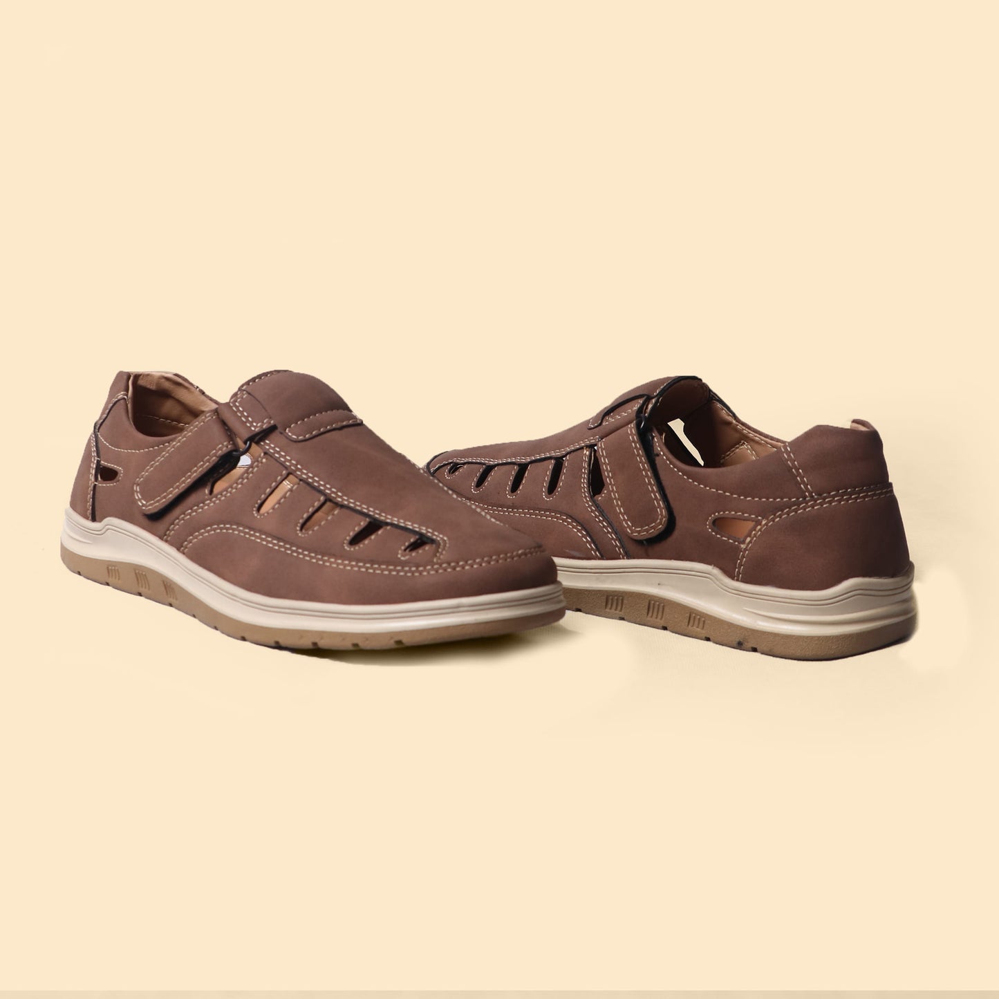 Velcro Brown Closed Back Loafers